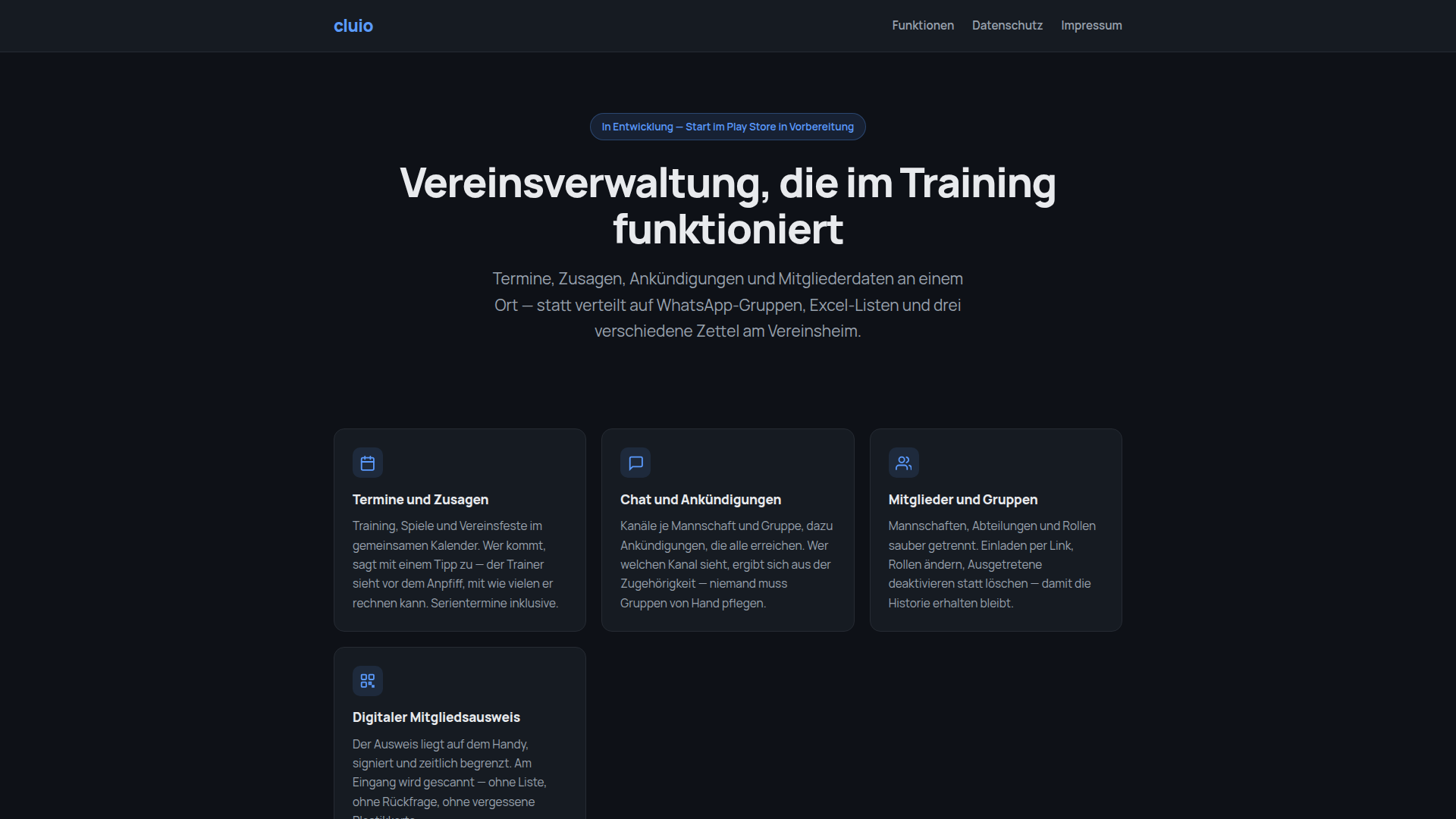 Cluio - Vereinsverwaltung für Termine, Chat und Mitglieder