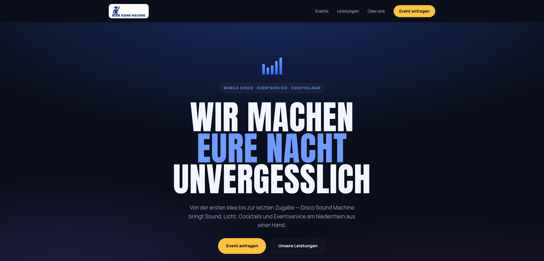 Disco Sound Machine - Website für mobile Disco und Eventservice